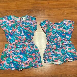 Cat & Jack Girls matching Spring/Summer romper outfits size XS & Large